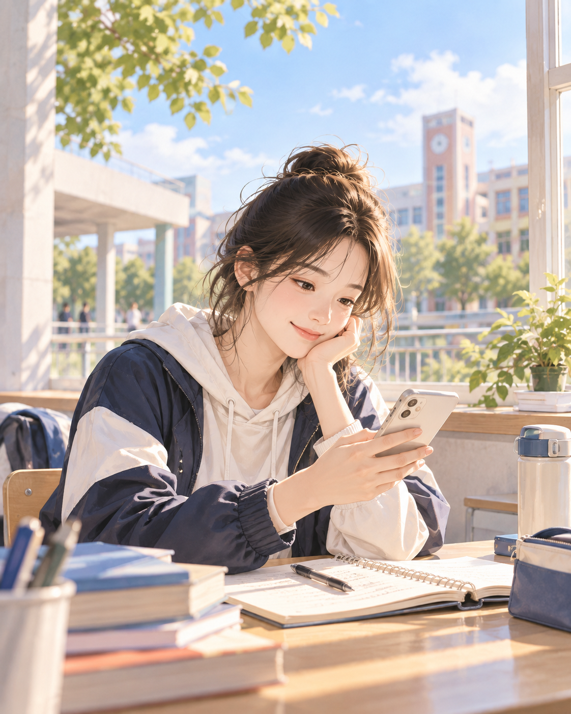 在校园里开始今天的学习